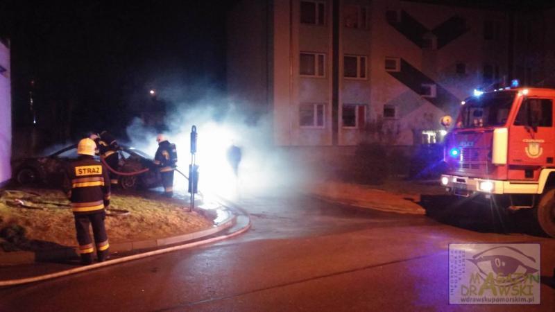 Pożar samochodu w Czaplinku. 