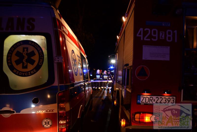Ewakuacja budynku i wypadek na rondzie. 